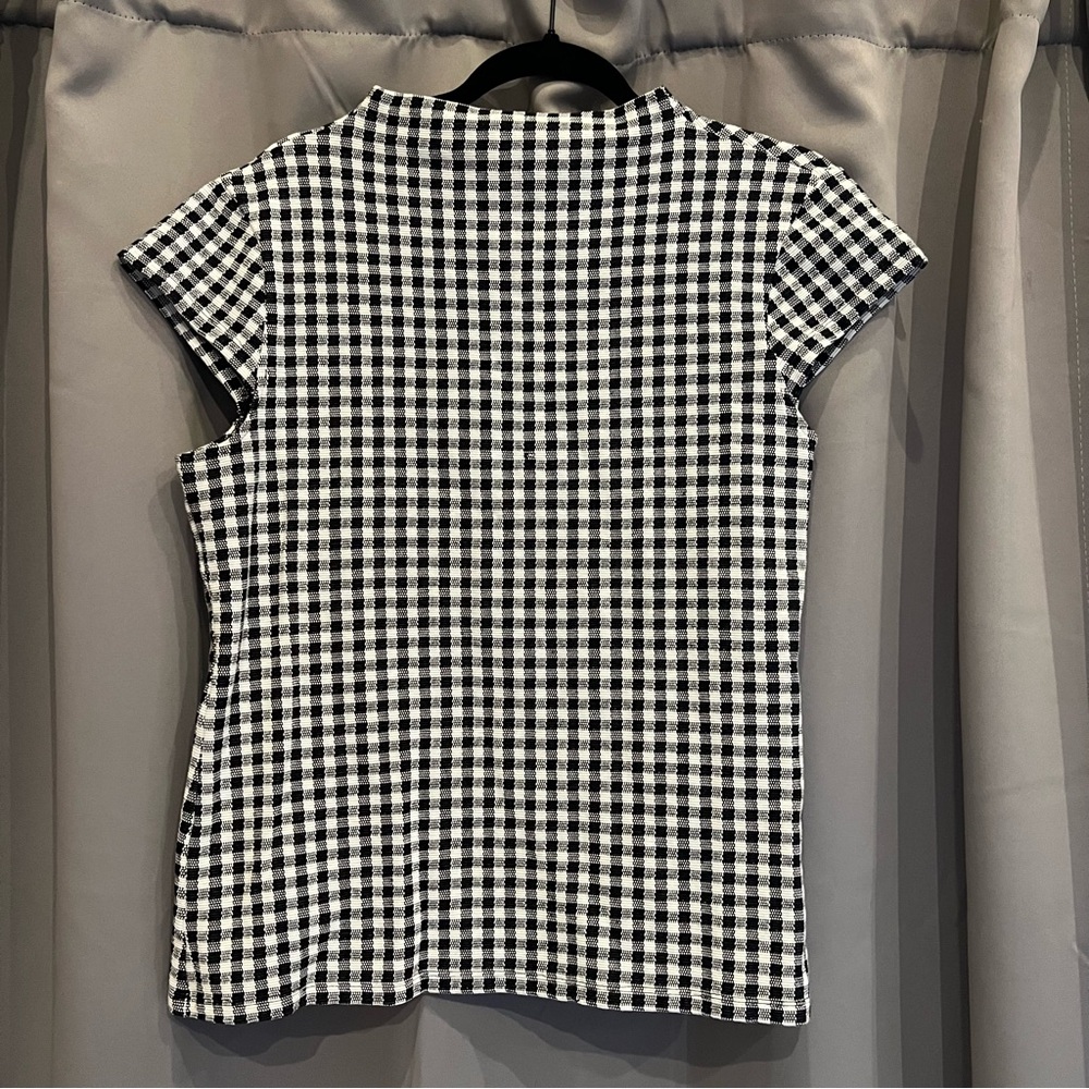 Ann Taylor Black and White Gingham Blouse
